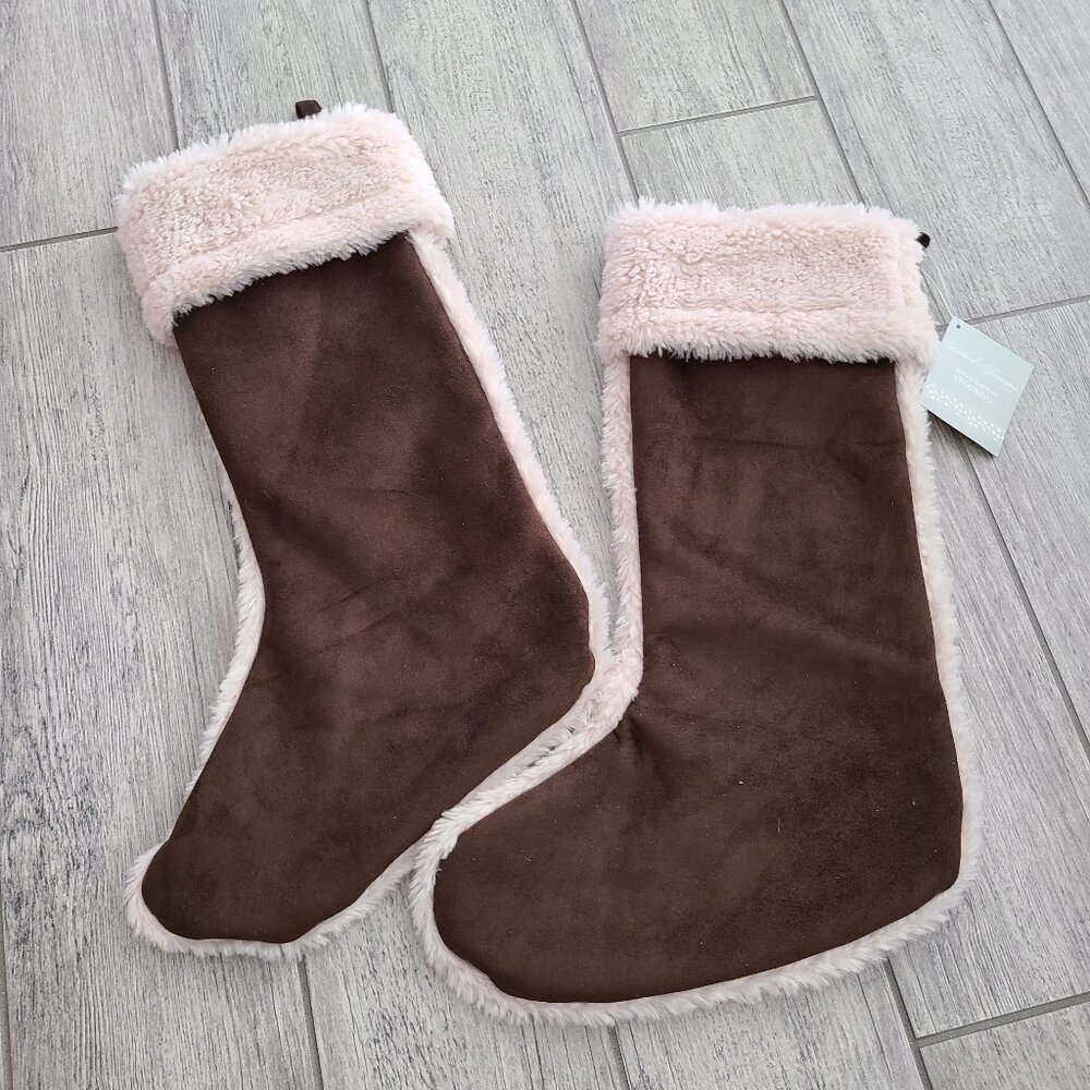 Dillard's Trimming brown and white stockings set of 2